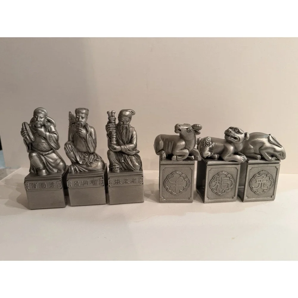 Tumasek Solid Pewter – Eight Immortals & Auspicious Animals (Set of‎ 6)